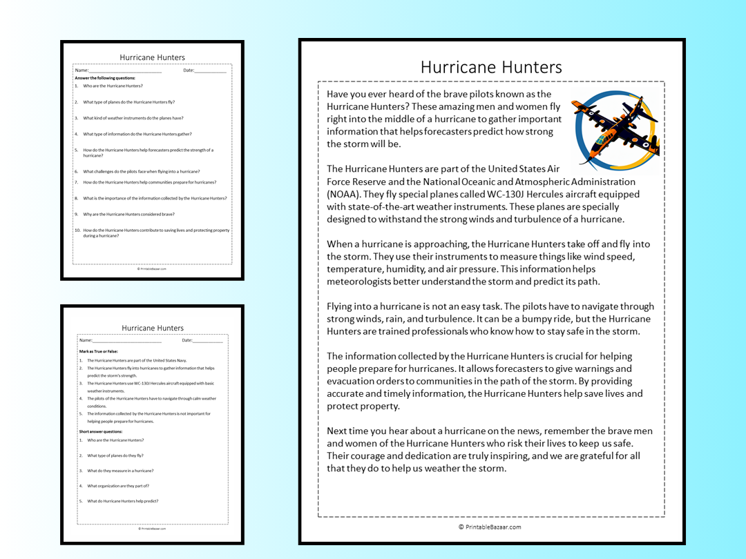 Reading Comprehension Worksheets On Hurricanes