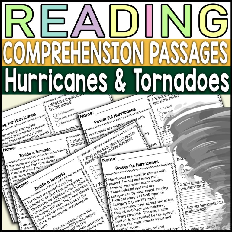 Hurricanes And Tornadoes Reading Comprehension Passages With Questions Made By Teachers