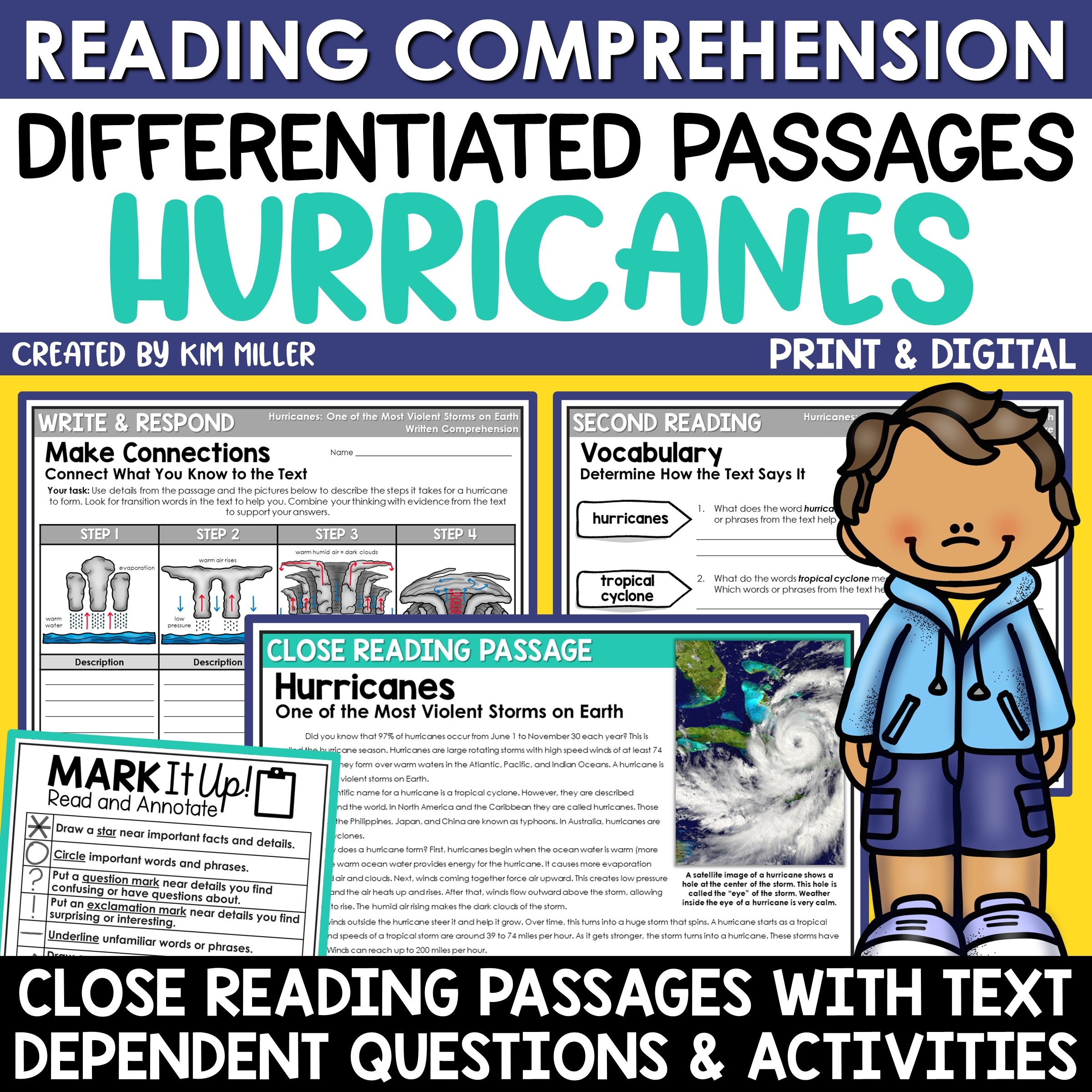 Hurricanes Natural Disasters Differentiated Close Reading Comprehension Passages A Love Of Teaching Kim Miller