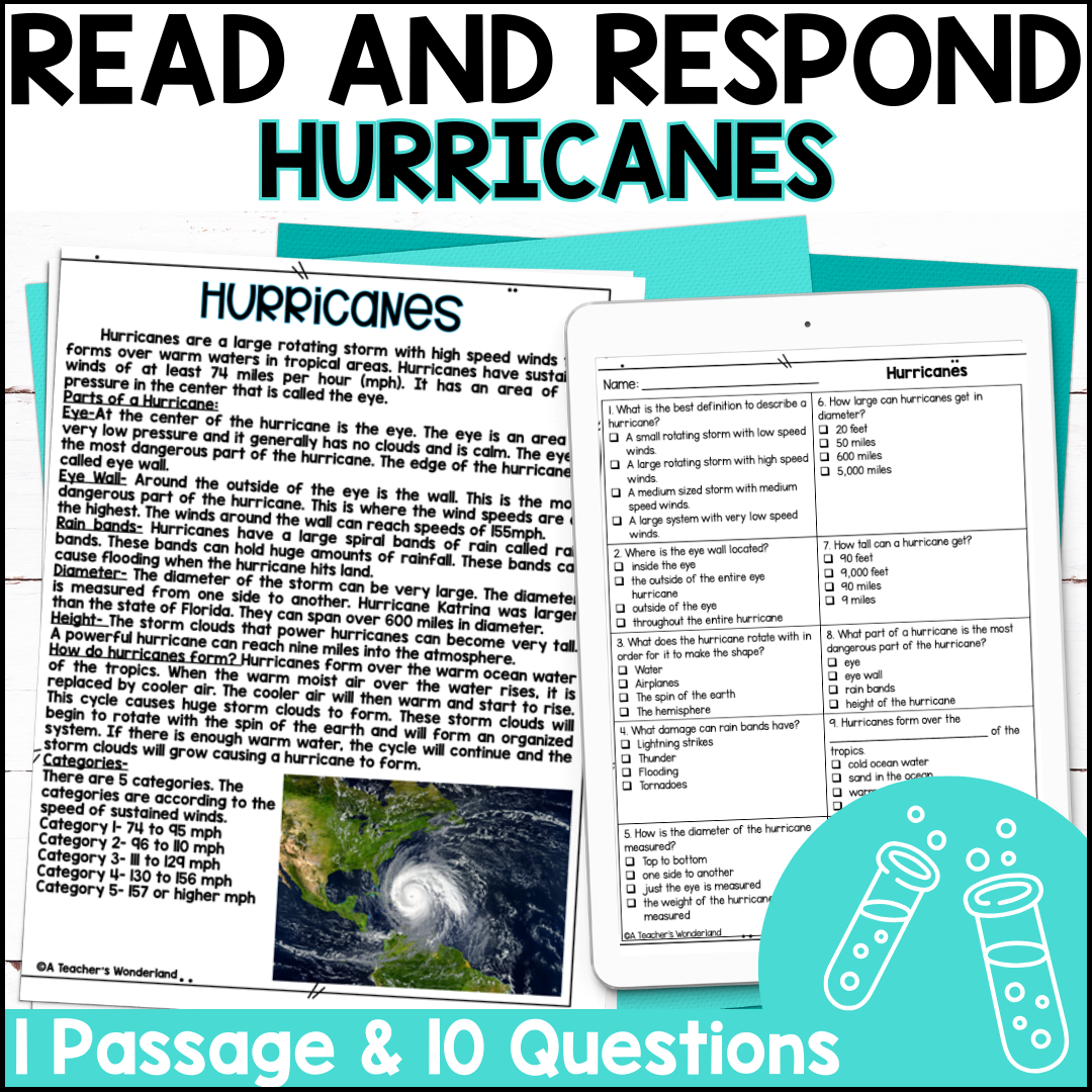 Hurricanes Reading Comprehension U0026 Quiz Google Forms Science Centers A Teacher s Wonderland