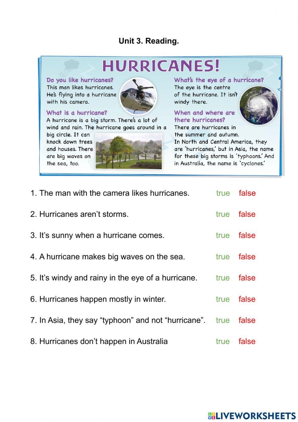 Hurricanes Weather And Seasons Worksheet Live Worksheets Worksheets Library