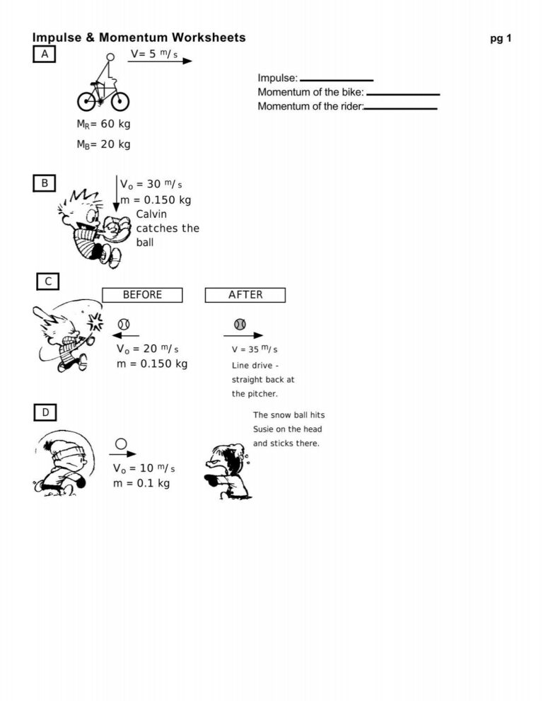 Impulse U0026amp Momentum Worksheets