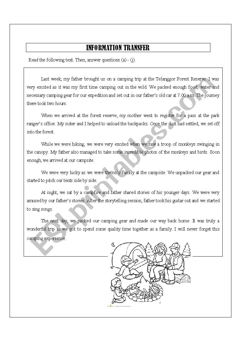 Information Transfer ESL Worksheet By Azizi