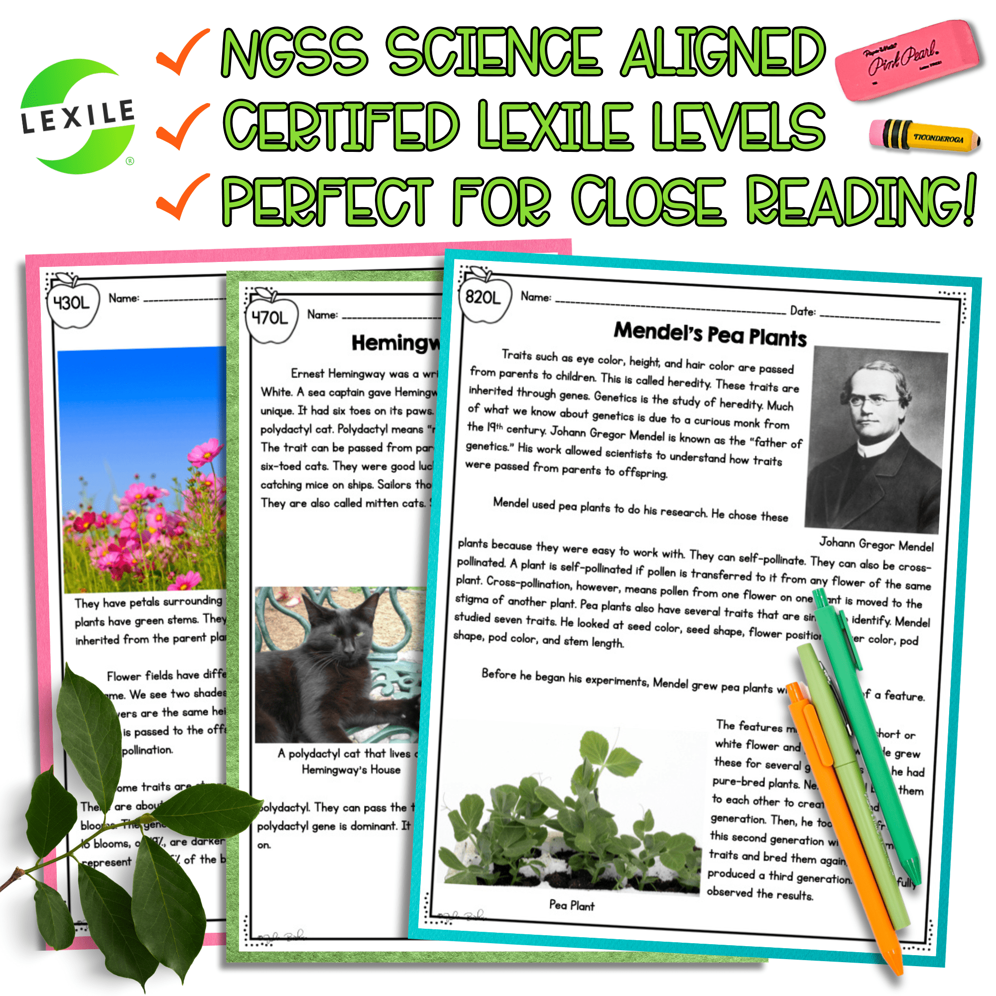 Inherited Traits NGSS 3 LS3 1 Science Differentiated Reading Passages