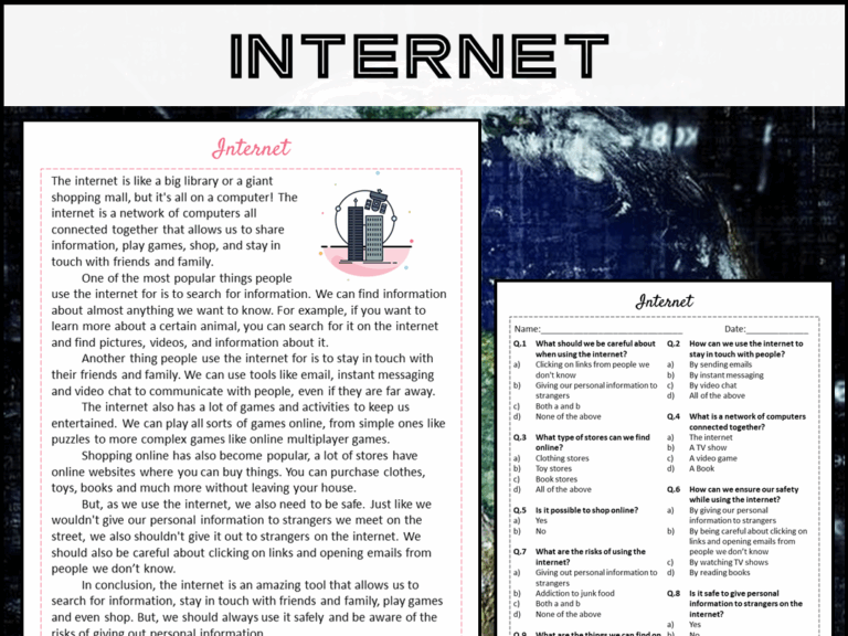 Internet Reading Comprehension Passage And Questions PDF Teaching Resources