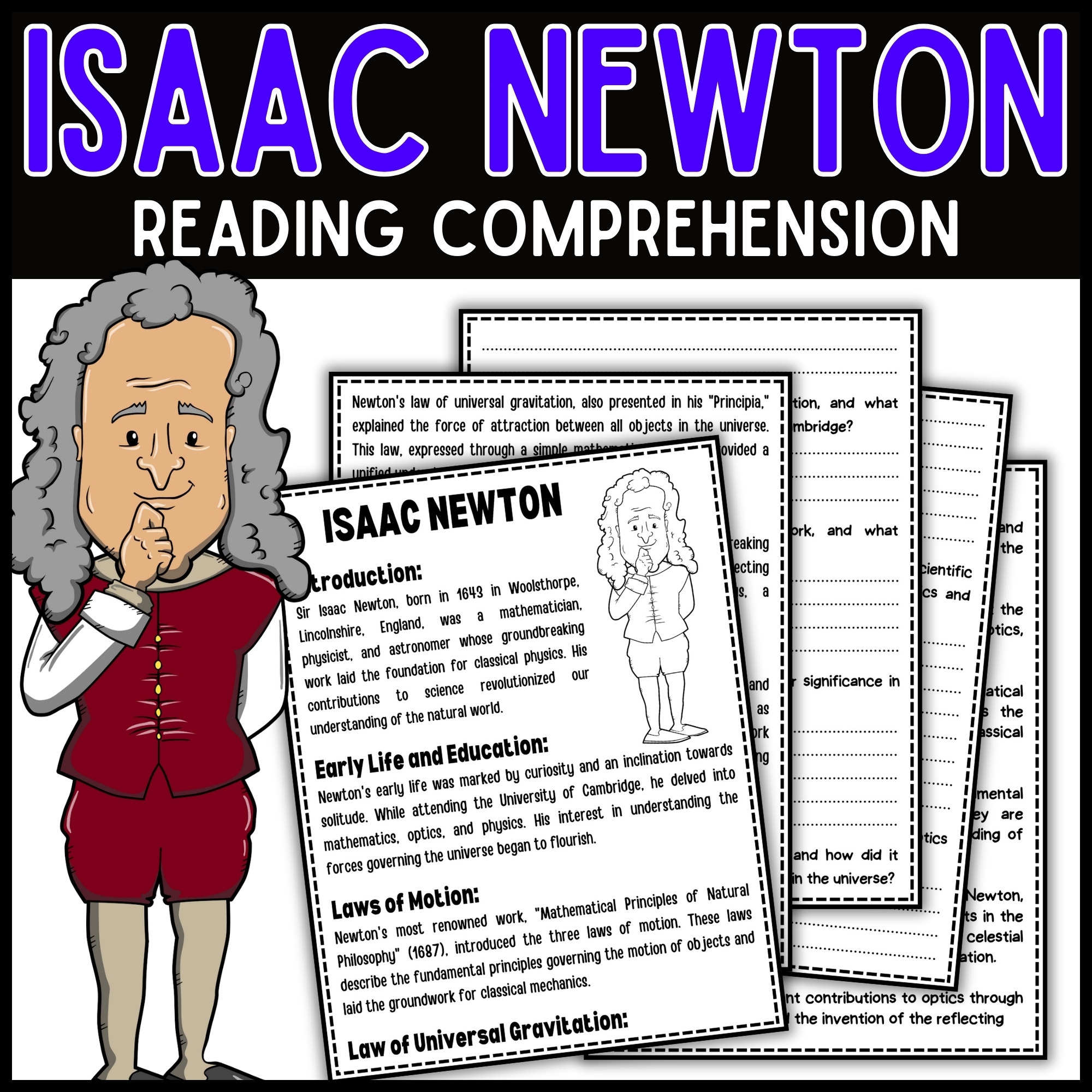 Isaac Newton Reading Comprehension Passage U0026 Questions Made By Teachers