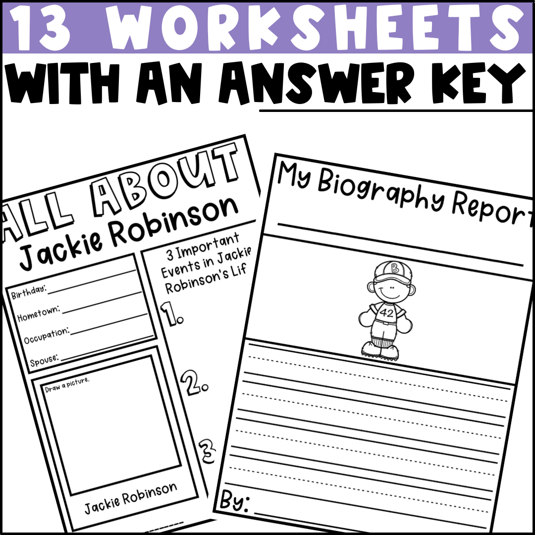 Jackie Robinson Biography Activities Flip Book And Report Black History Month