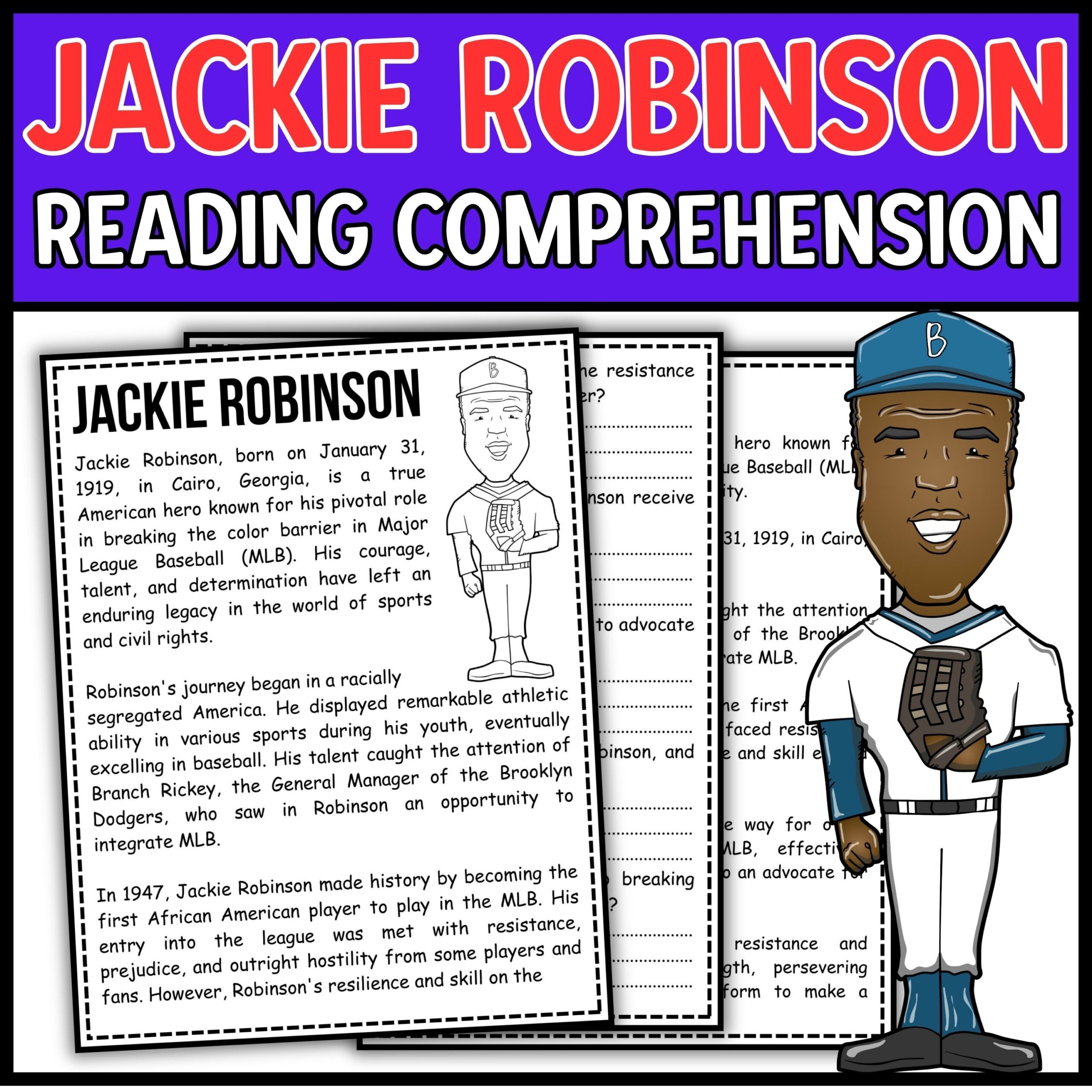 Jackie Robinson Reading Comprehension Passage U0026 Questions Made By Teachers