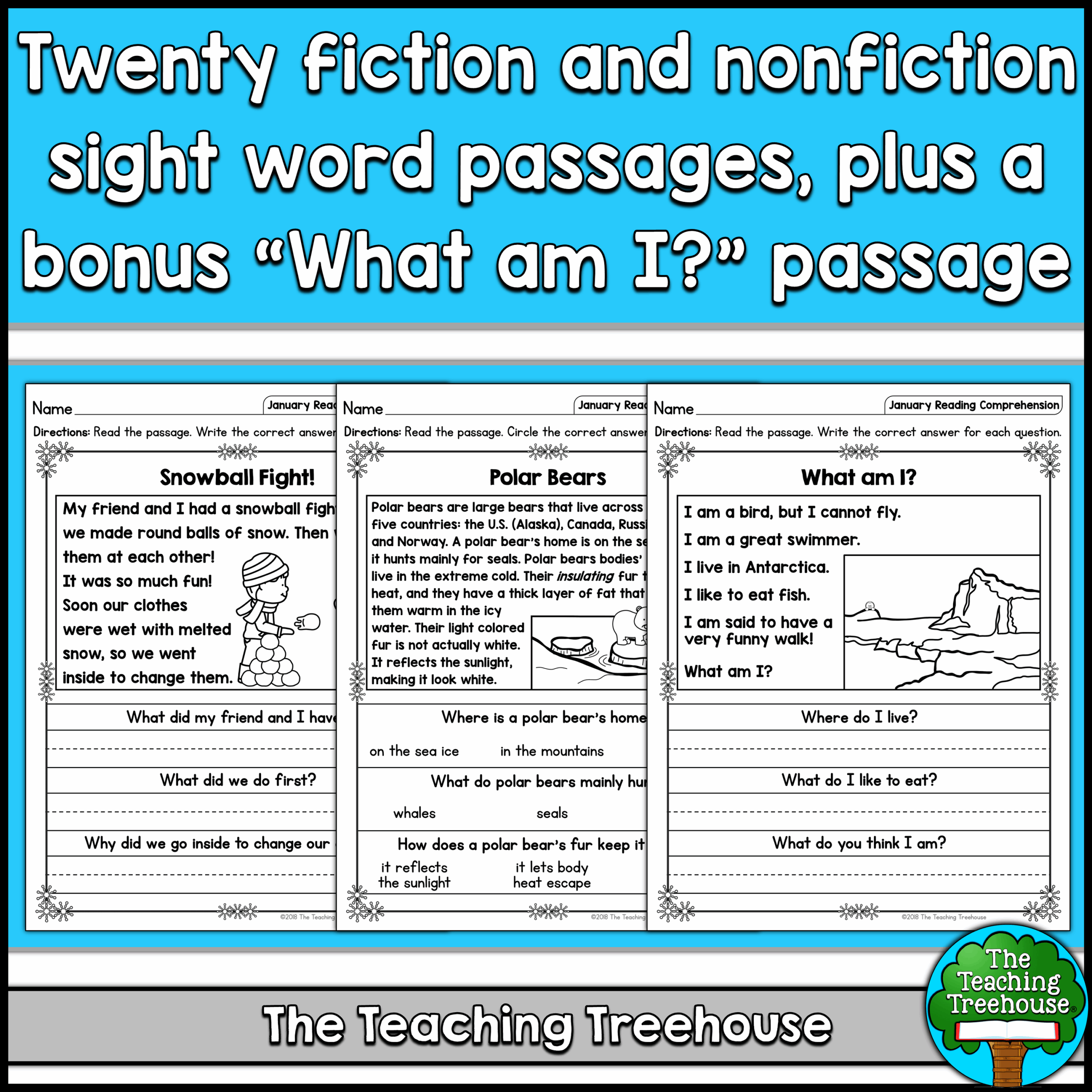 January Reading Comprehension Passages For Kindergarten And First Grade Made By Teachers