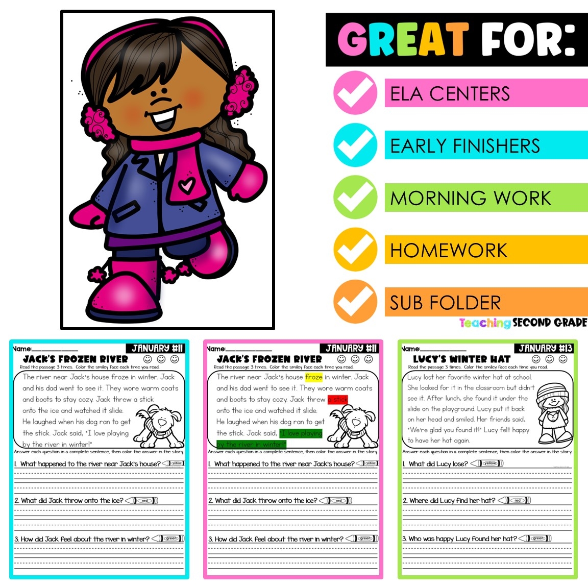 January Reading Comprehension Worksheets