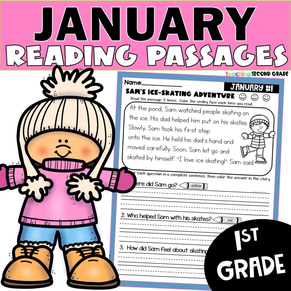 January Reading Passages 1st Grade Comprehension Question Answers Text Evidence Teaching Second Grade