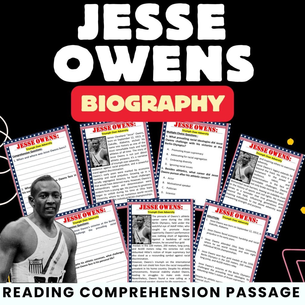 Jesse Owens Reading Comprehension Worksheets
