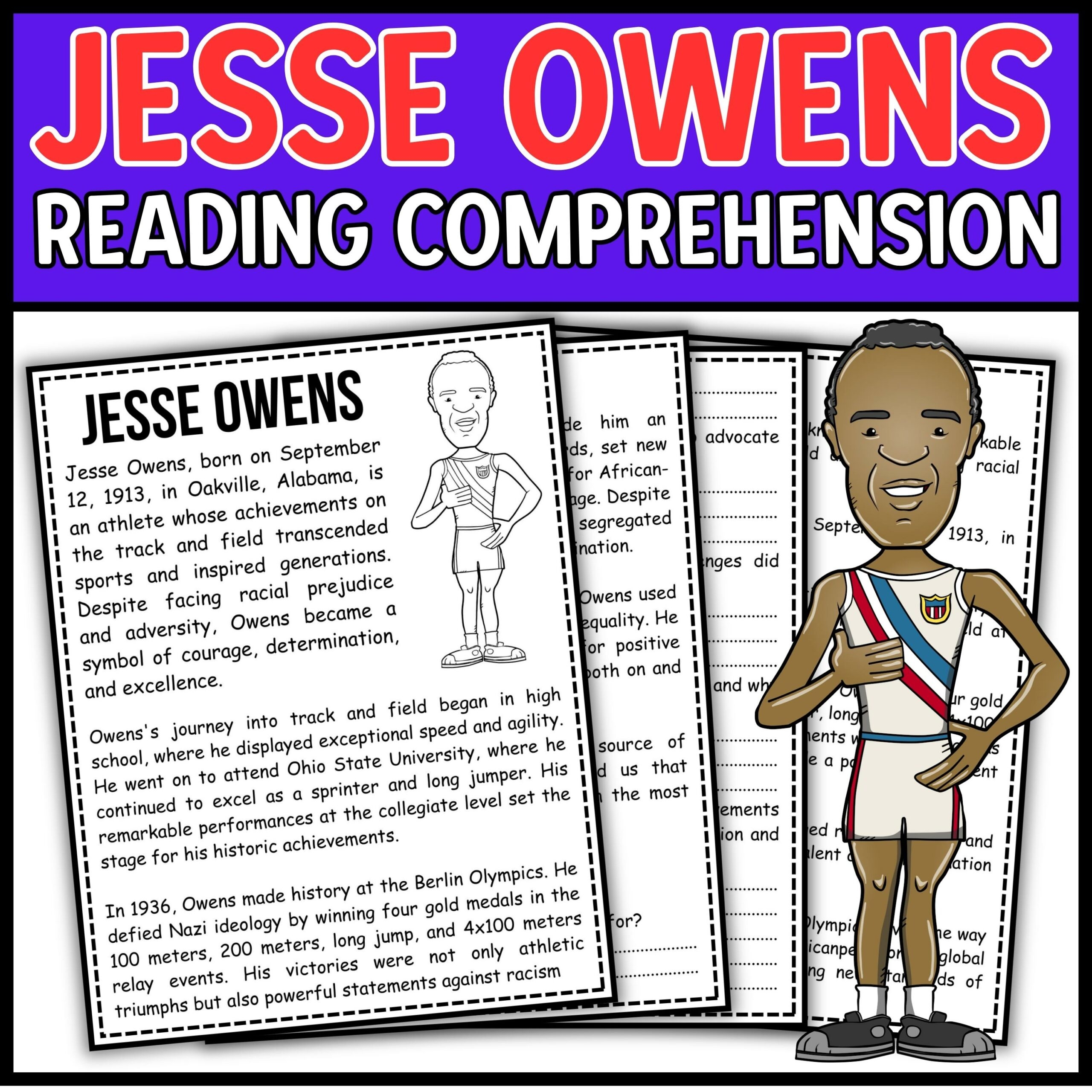 Jesse Owens Reading Comprehension Passage U0026 Questions Made By Teachers