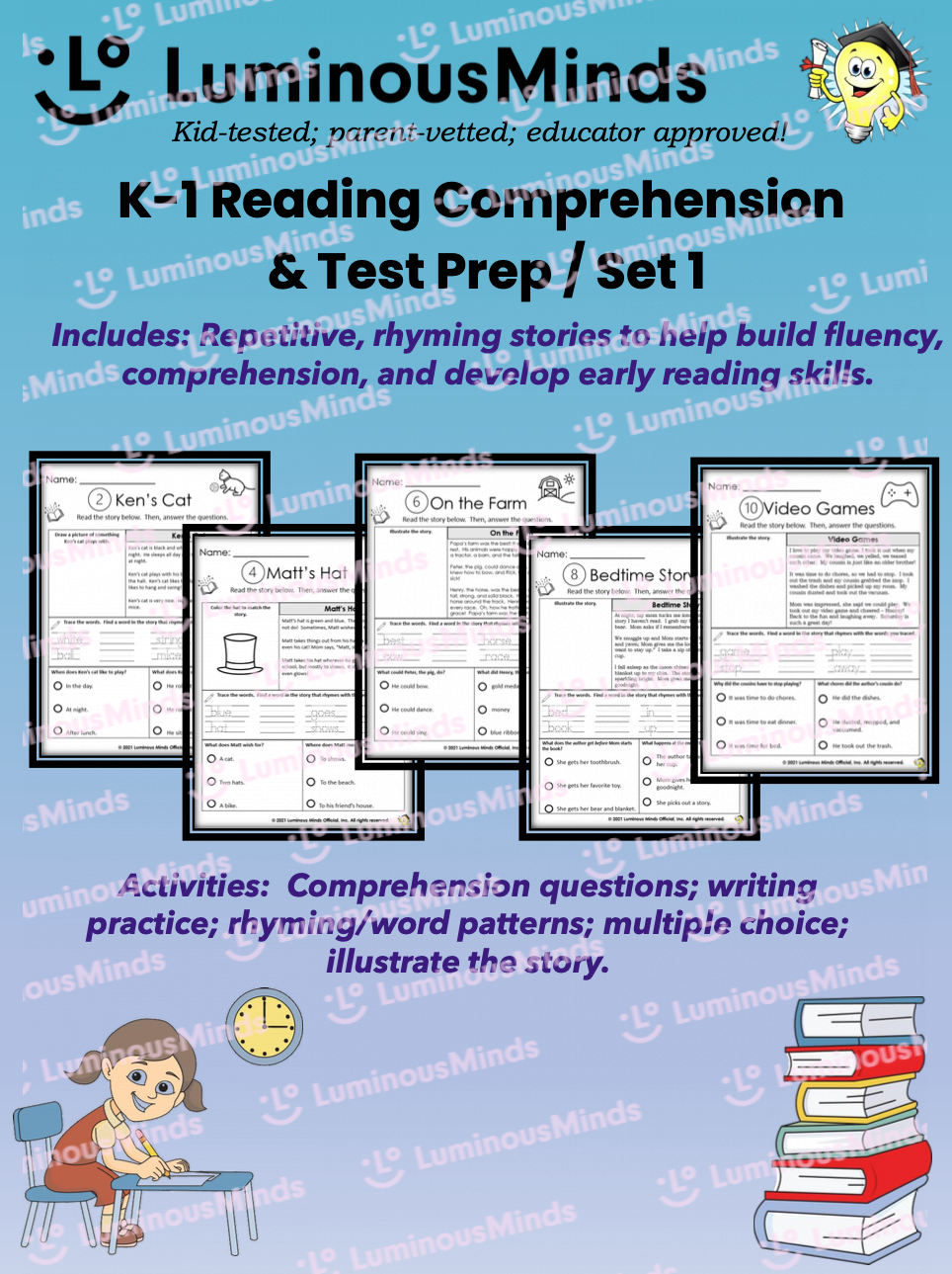 K 1 Reading Comprehension U0026 Test Prep Set 1