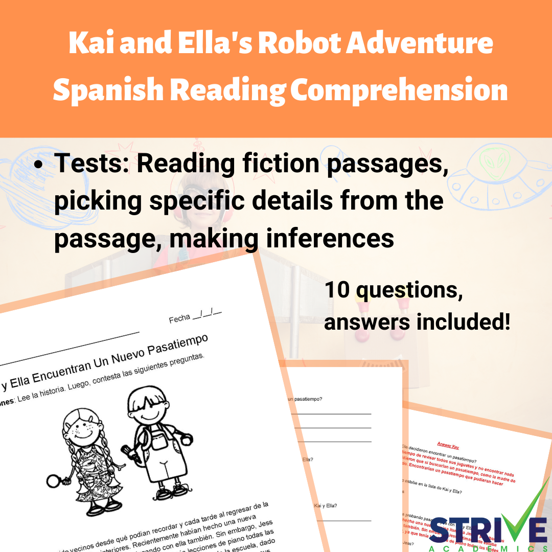 Kai And Ella s Robot Adventure Fiction Spanish Reading Comprehension Worksheet Classful