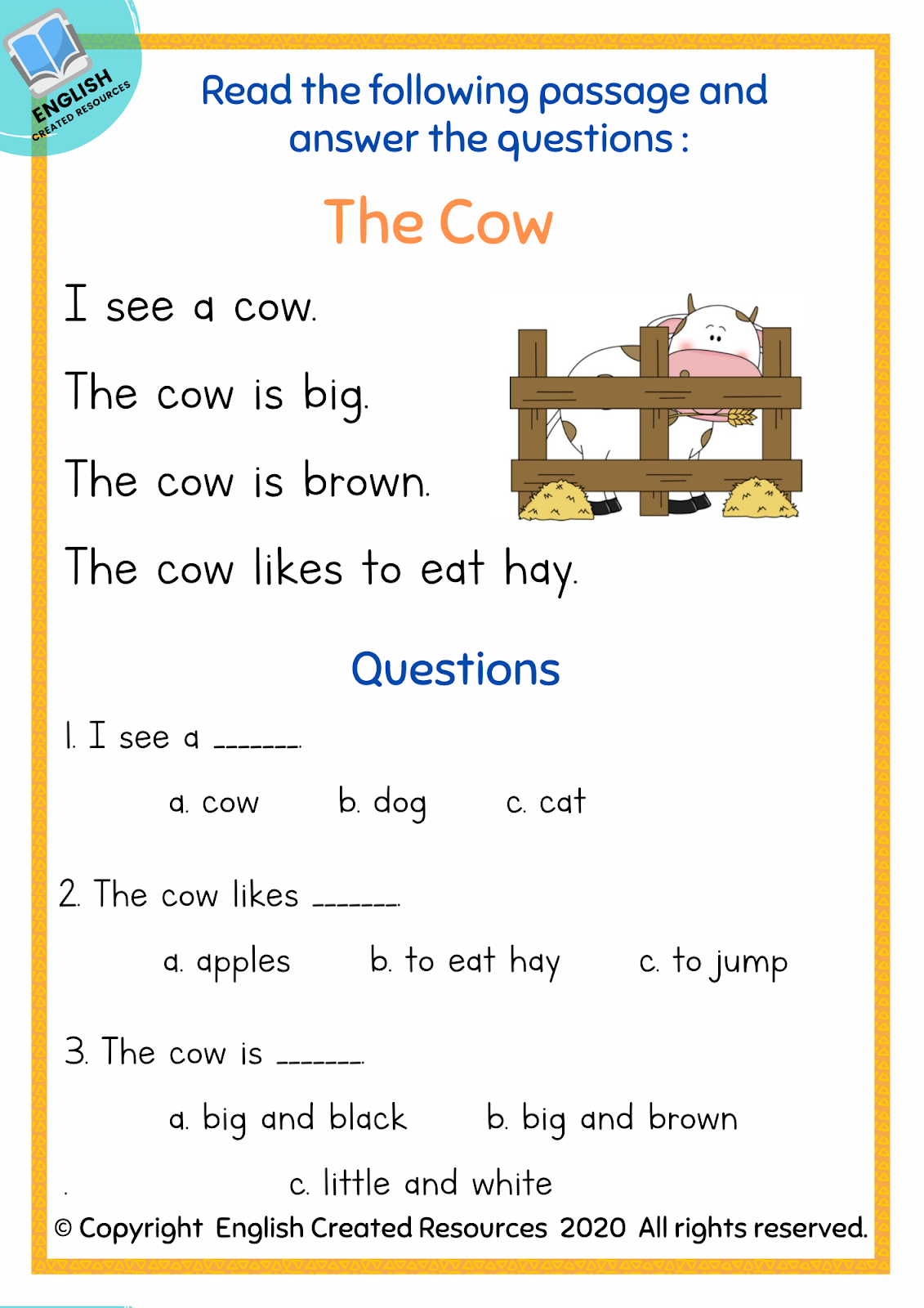 Kindergarten Reading Comprehension Worksheets Active Little Kids 