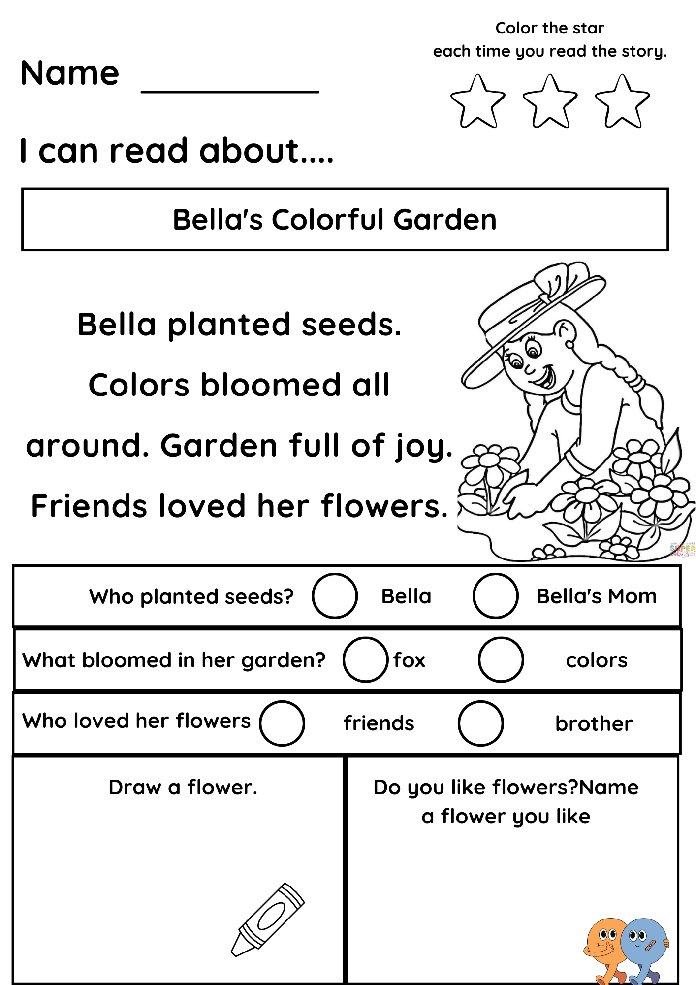 Kinder Reading Comprehension Worksheets
