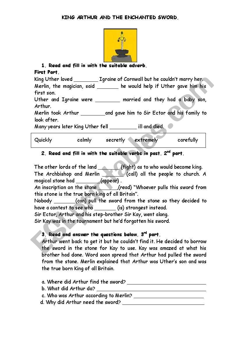 KING ARTHUR AND THE ENCHANTED SWORD ESL Worksheet By Puriastol 