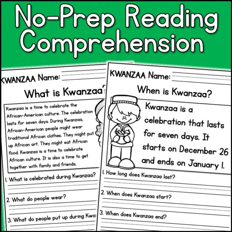 Kwanzaa Holidays Reading Comprehension Passages K 2