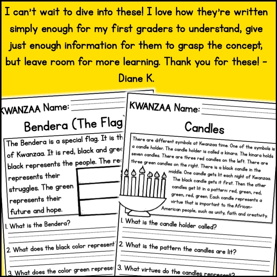 Kwanzaa Holidays Reading Comprehension Passages K 2 Classful
