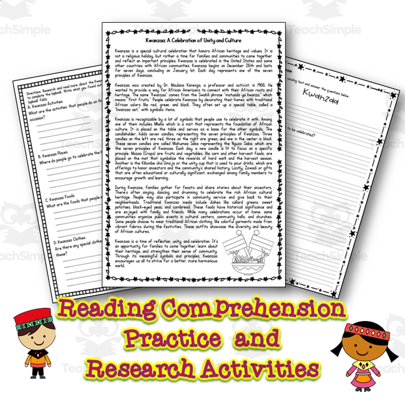 Kwanzaa Reading Comprehension Worksheets