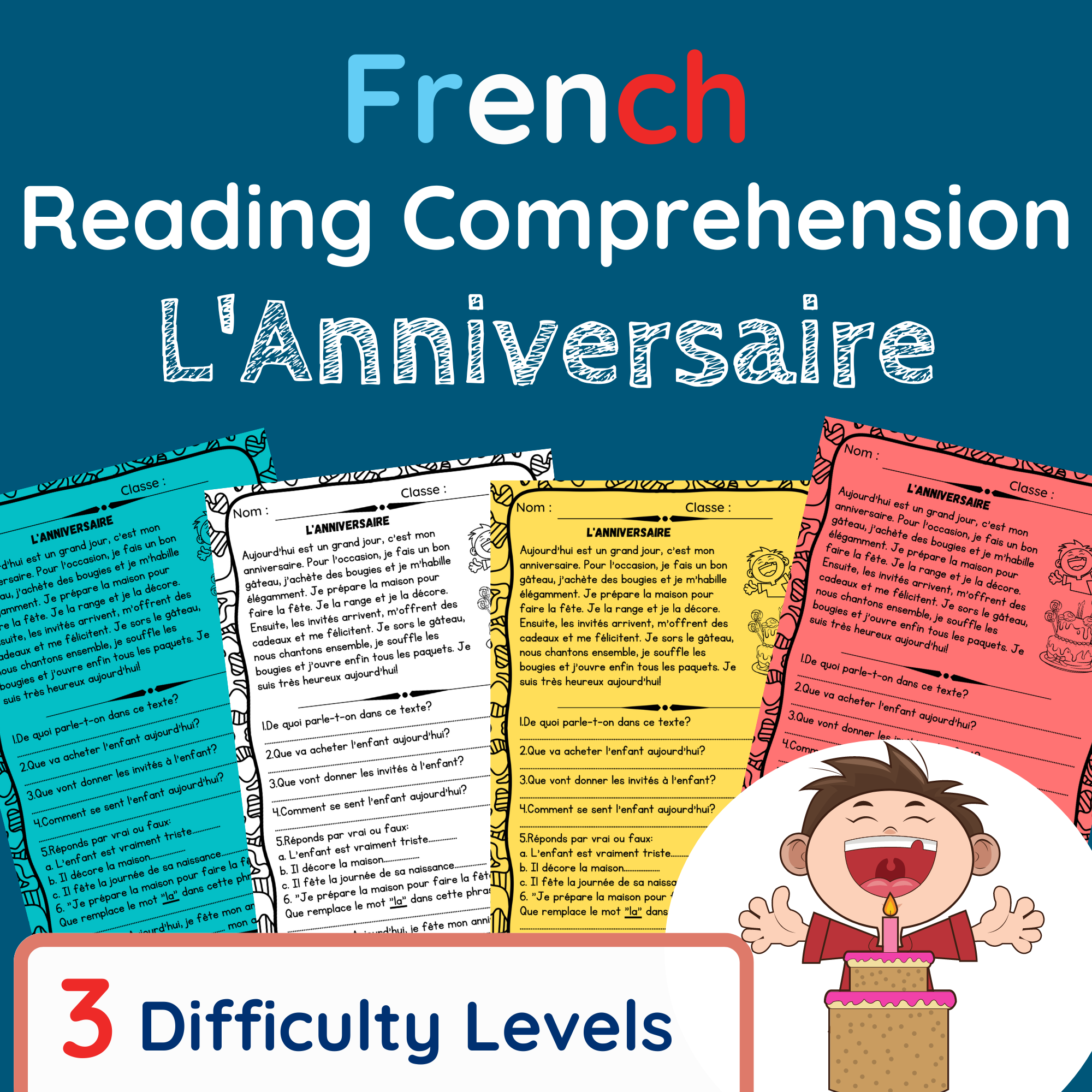 French Reading Comprehension Worksheets Grade 3