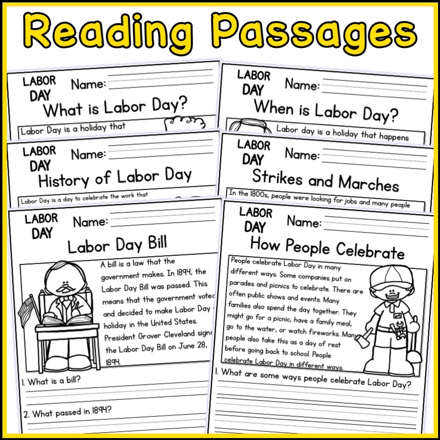 Labor Day Holidays Reading Comprehension Passages K 2 Made By Teachers