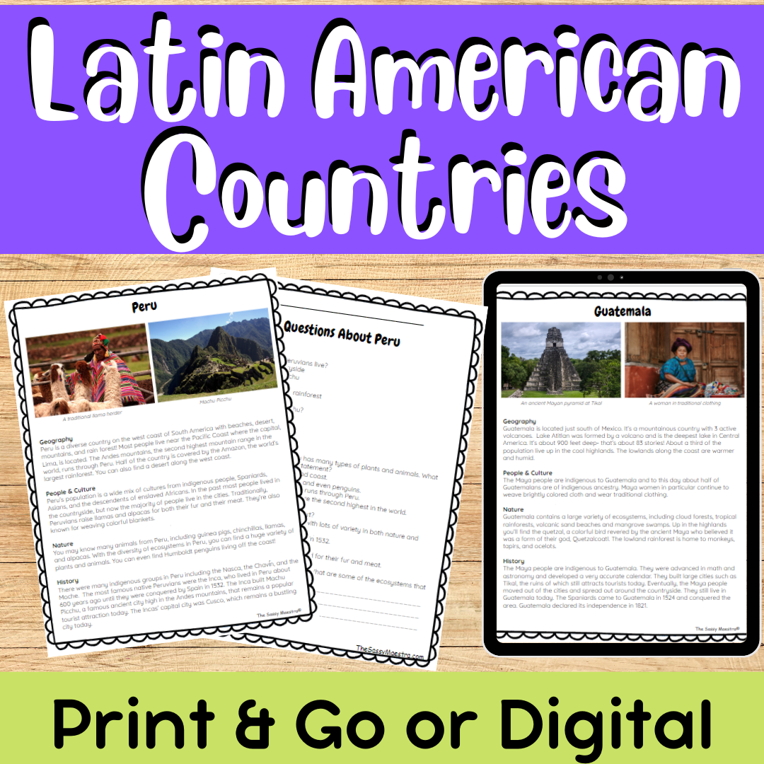Latin American Countries Reading Passages Print U0026 Digital Made By Teachers