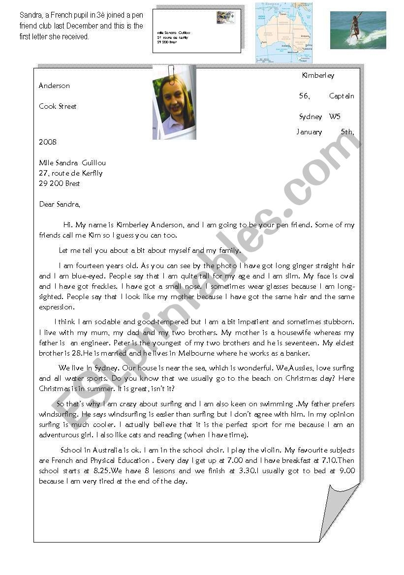 Letter Reading Comprehension Worksheets