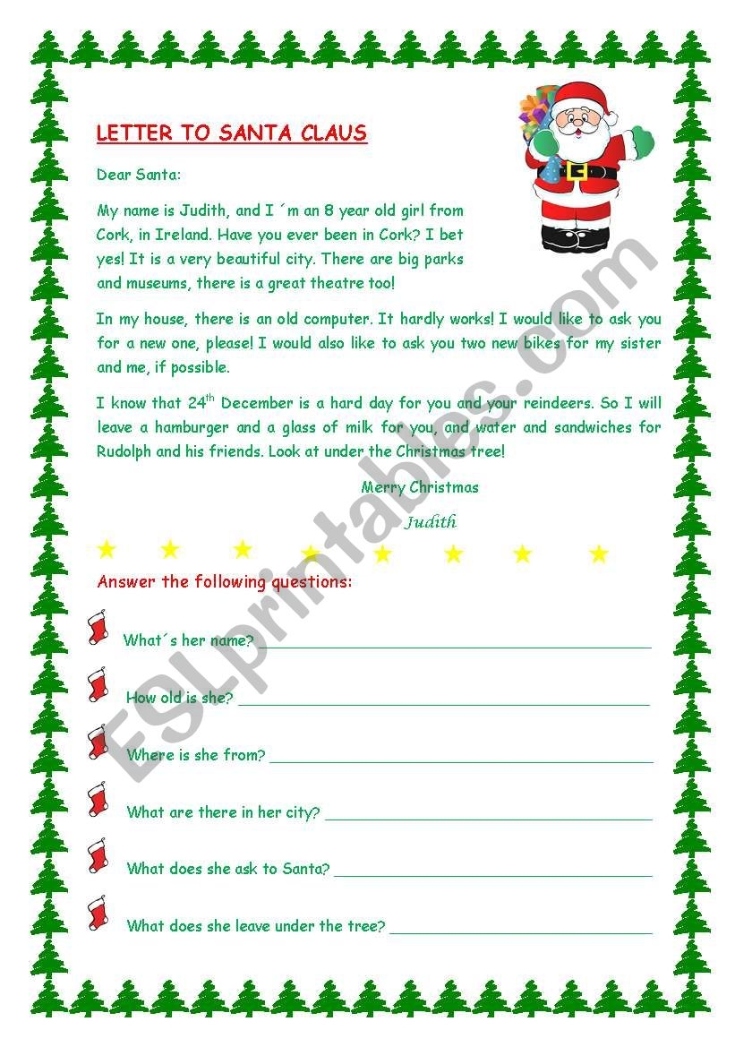Santa Reading Comprehension Worksheets