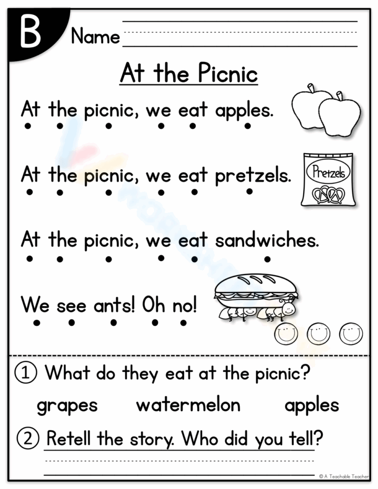 Level A Reading Comprehension Worksheets 2025