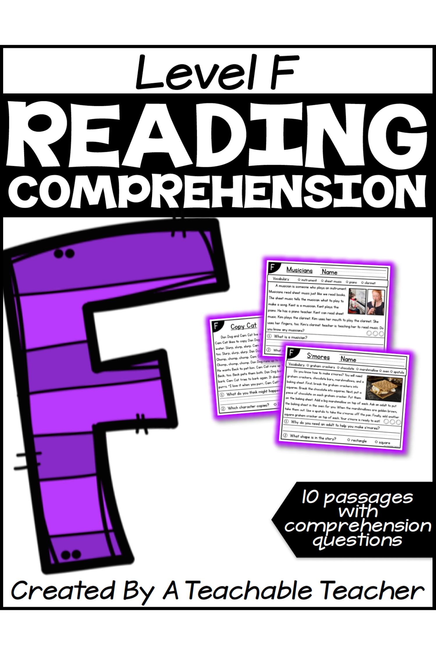 Level F Reading Comprehension Passages And Questions A Teachable 