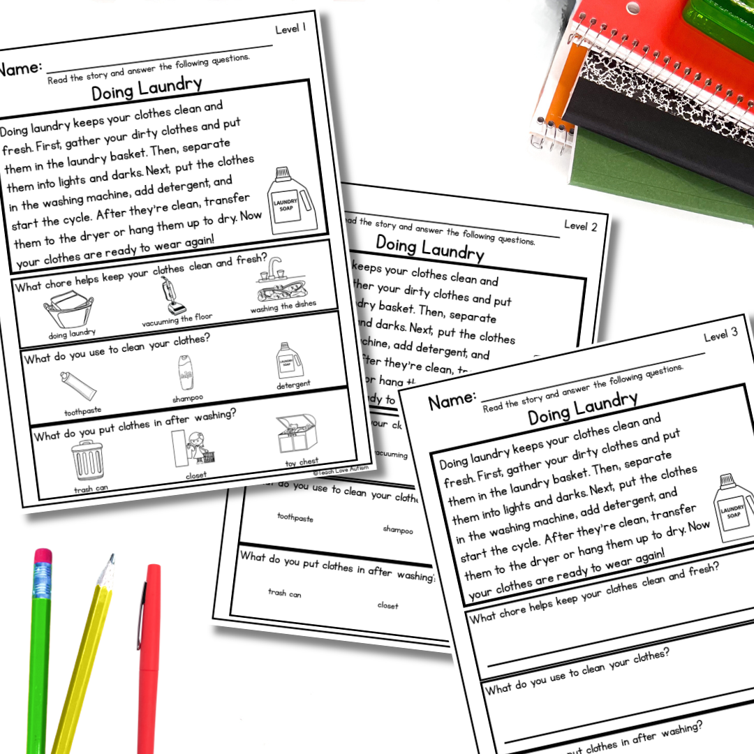 Life Skills Reading Comprehension Passages And Questions Functional Skills Teach Love Autism