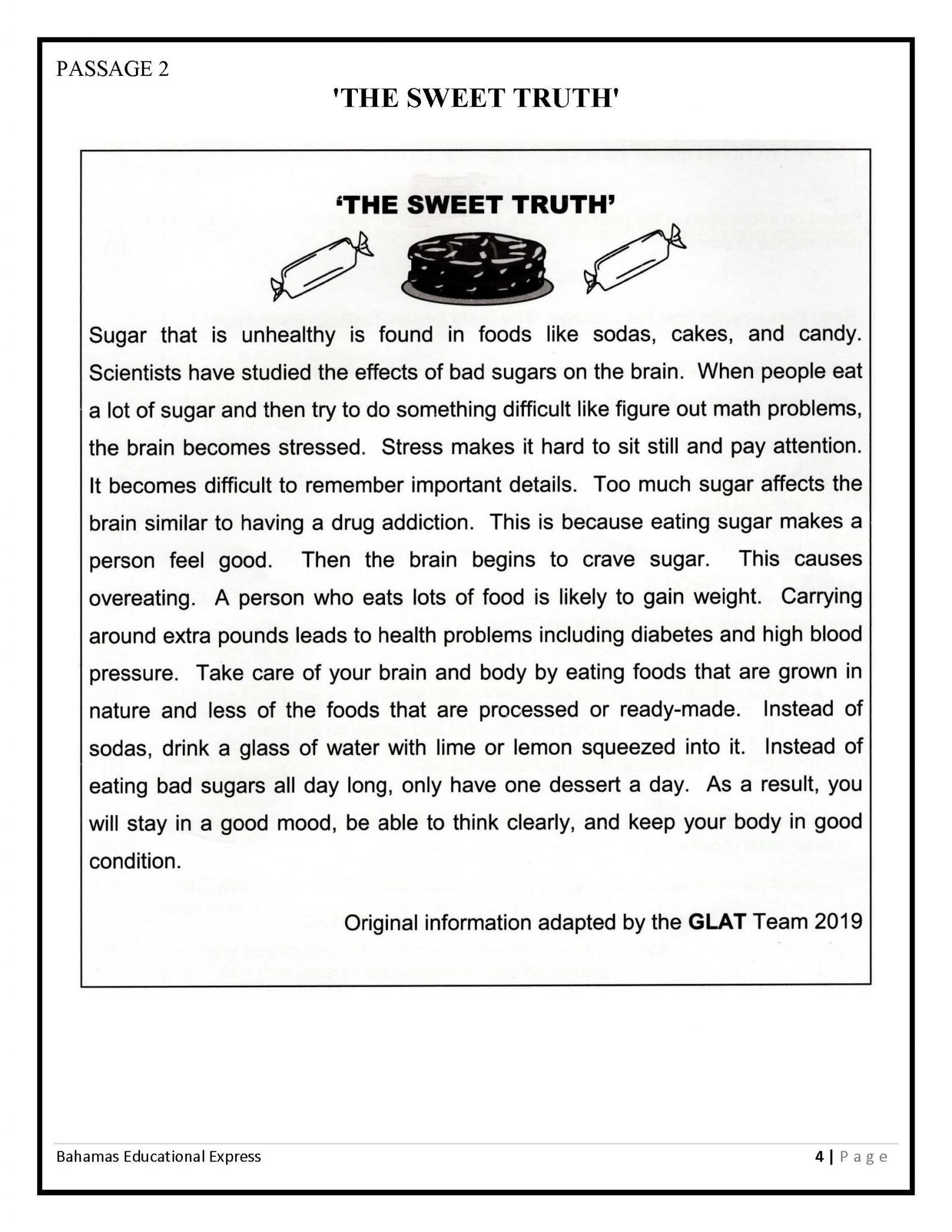 Listening Comprehension GLAT Grade 6 2019 The Student Shed 