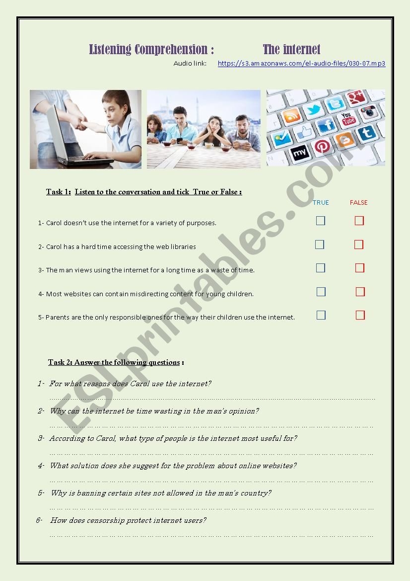 Social Media Reading Comprehension Worksheet Pdf