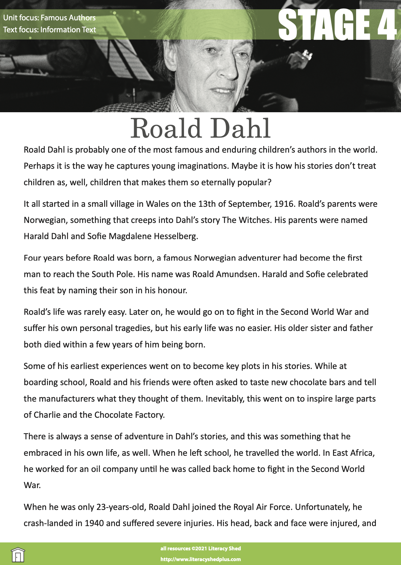 Literacy Shed Plus LitShed Resource Roald Dahl Stage 4 