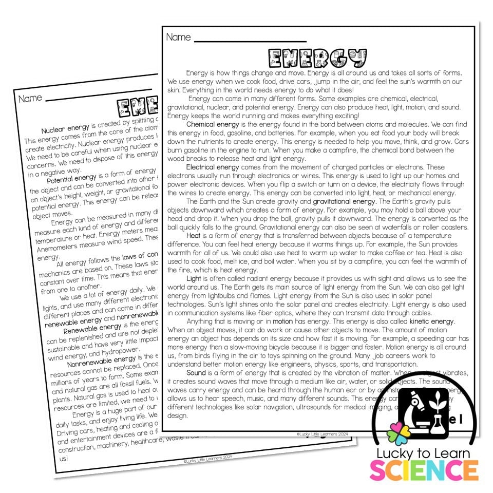 Life Science Reading Comprehension Worksheets