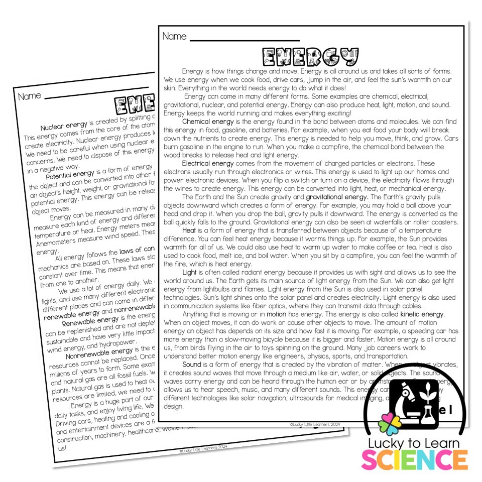 Reading Comprehension Worksheets 5th Grade Science