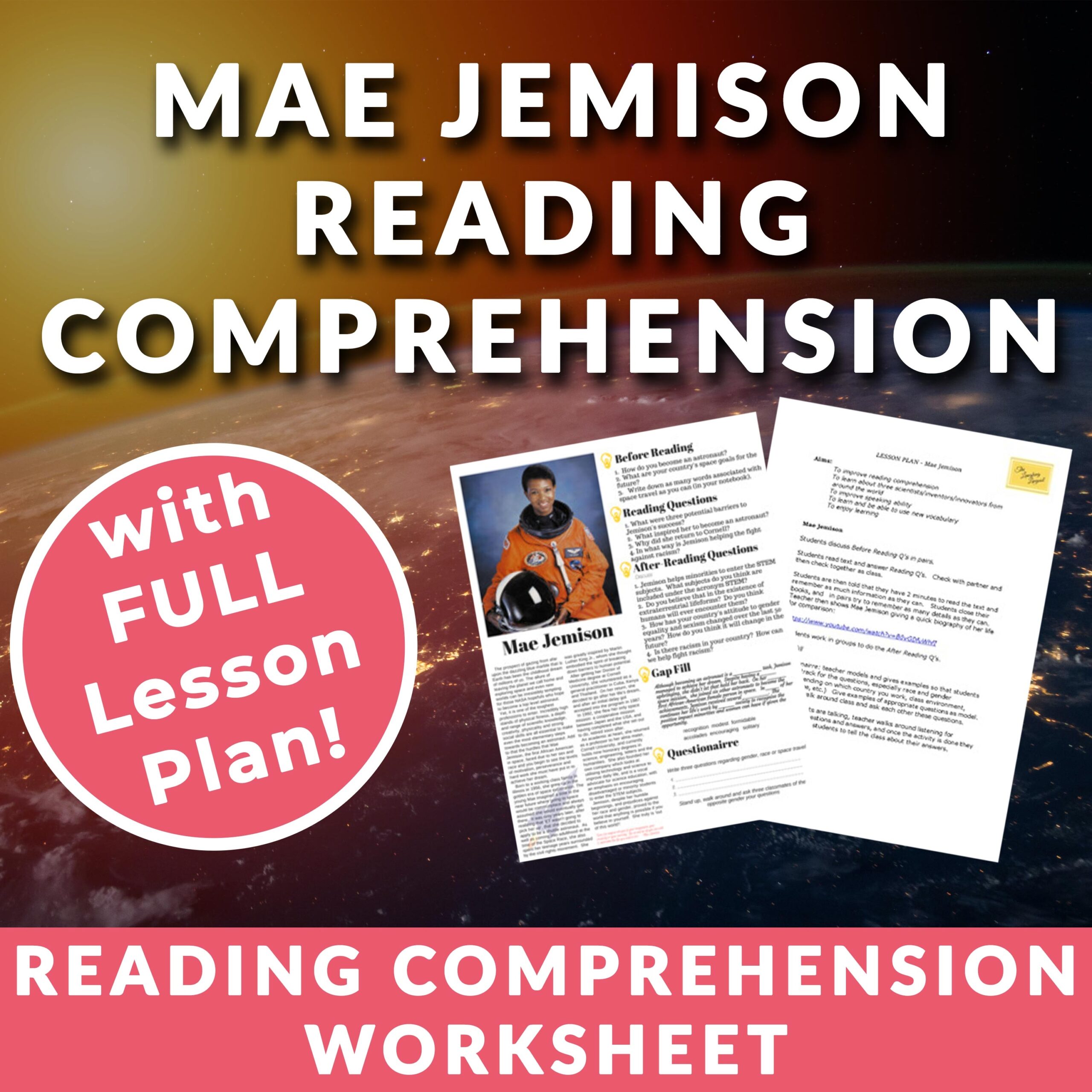 Mae Jemison Reading Comprehension Worksheet