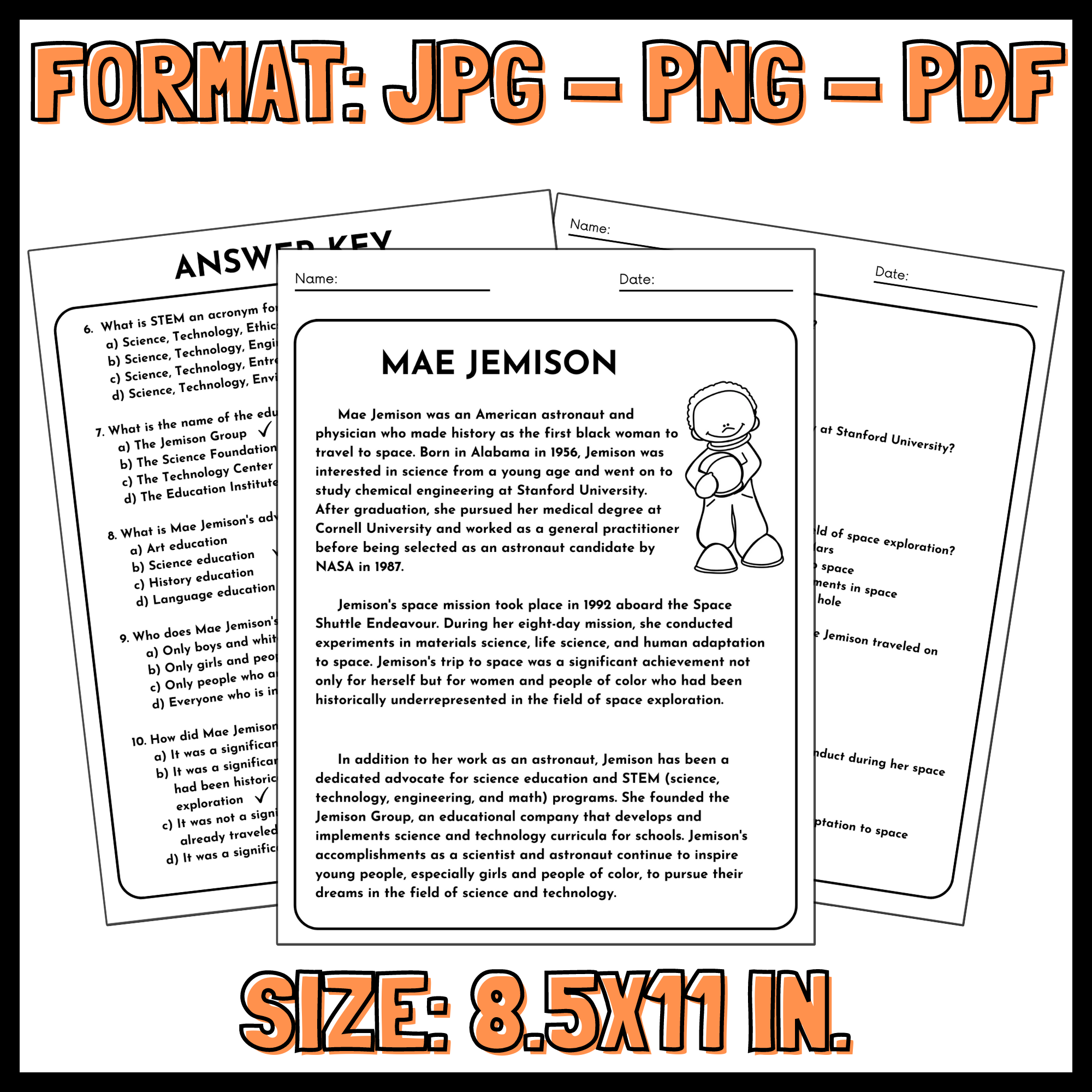 Mae Jemison Reading Comprehension Article And Questions 