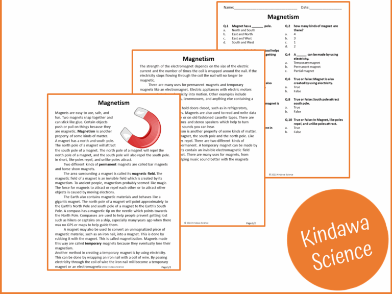 Magnetism Reading Comprehension Passage And Questions PDF Teaching Resources