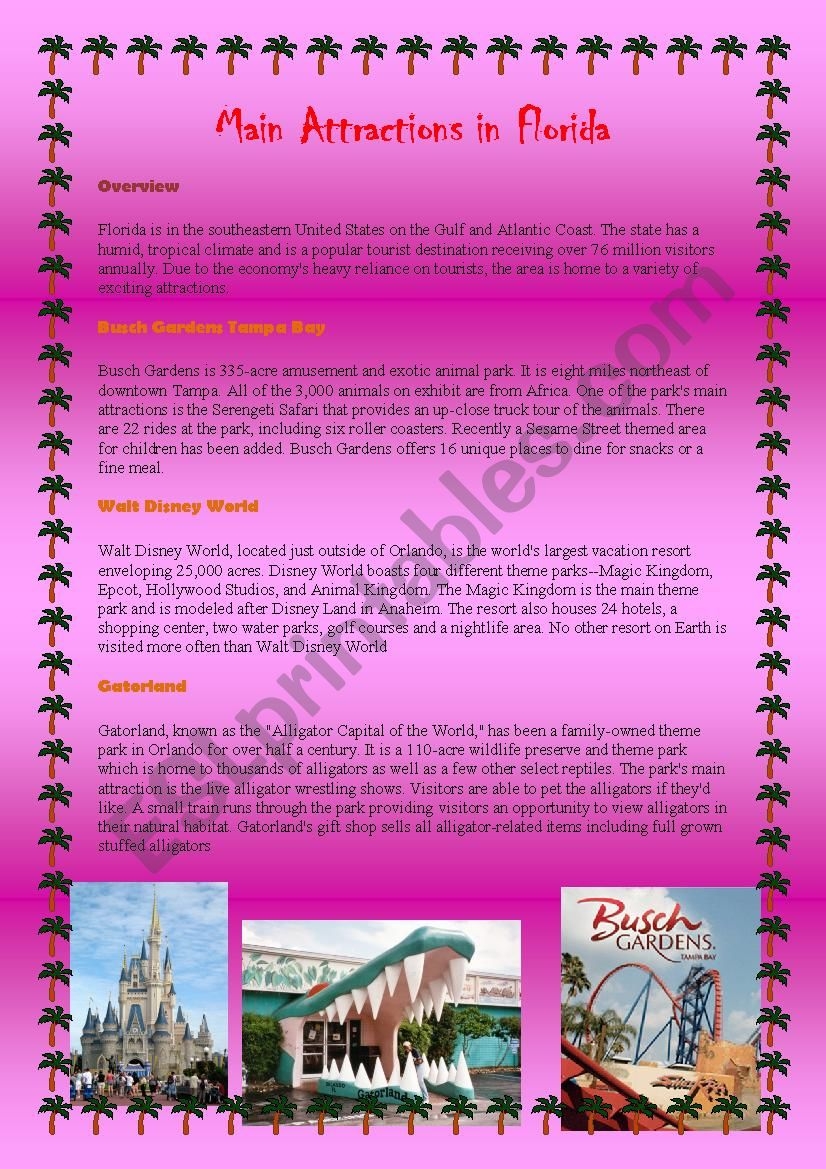 Florida Reading Comprehension Worksheets