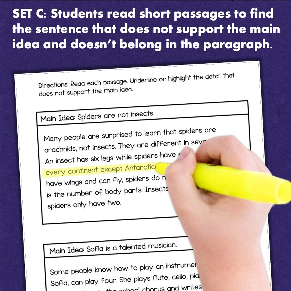 Reading Comprehension Worksheets Finding Main Idea