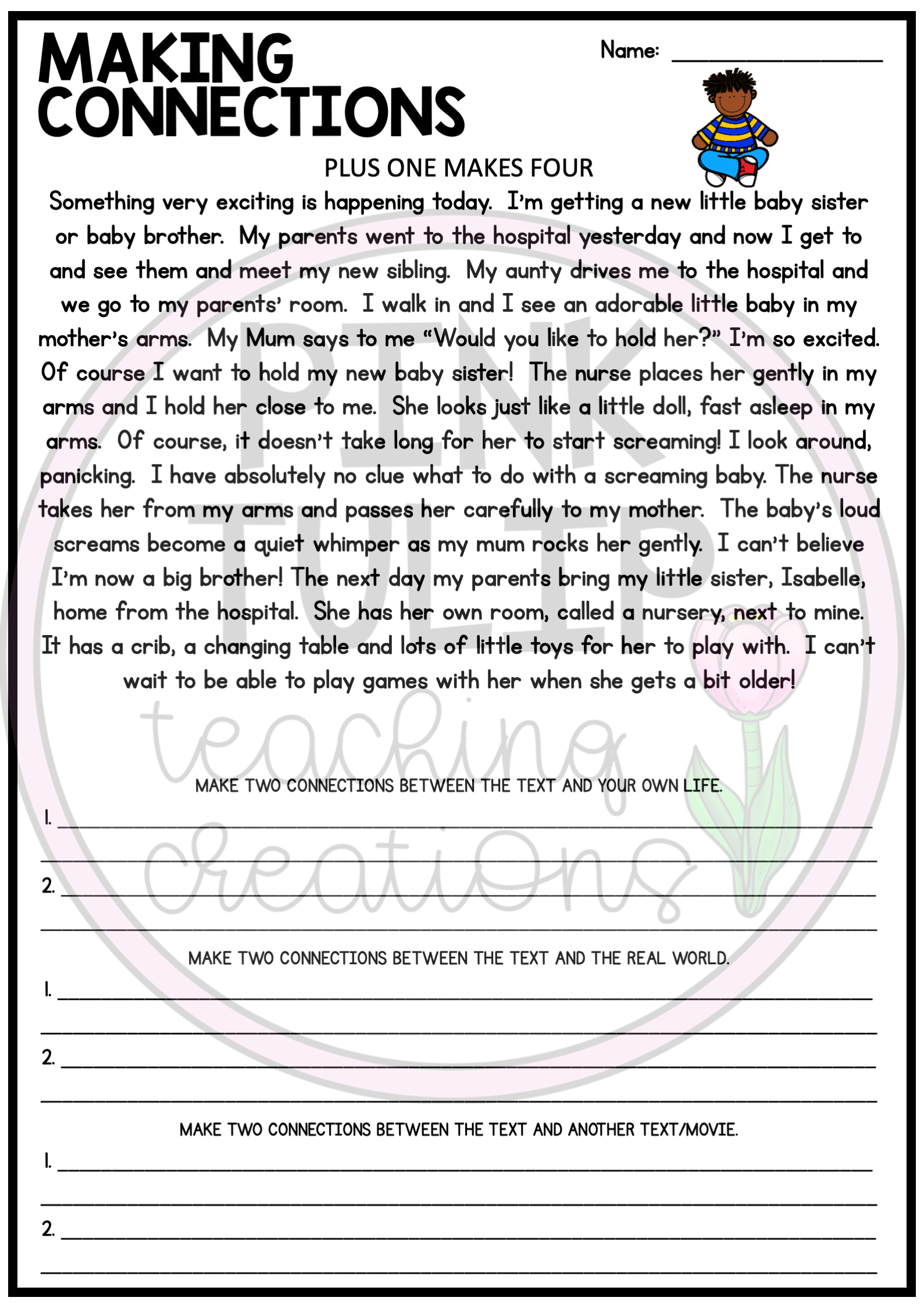 Making Connections Connecting Reading Worksheet Pack Text To Worksheets Library