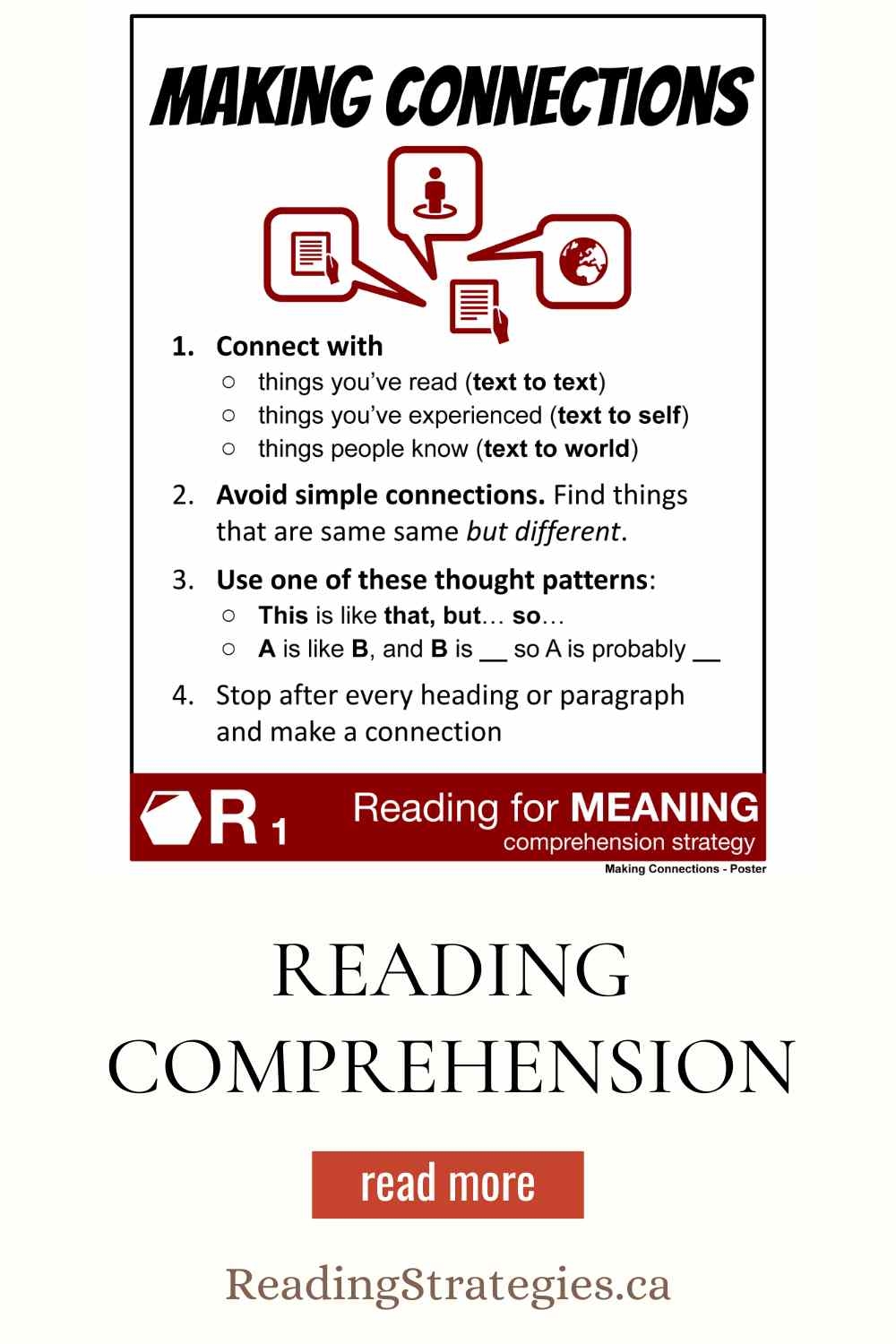 Reading Comprehension Connection Worksheets
