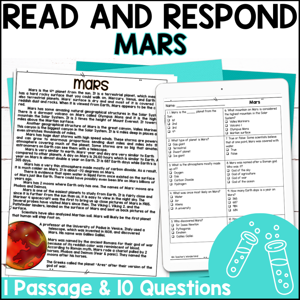 Mars Reading Comprehension U0026 Quiz Google Forms Science 