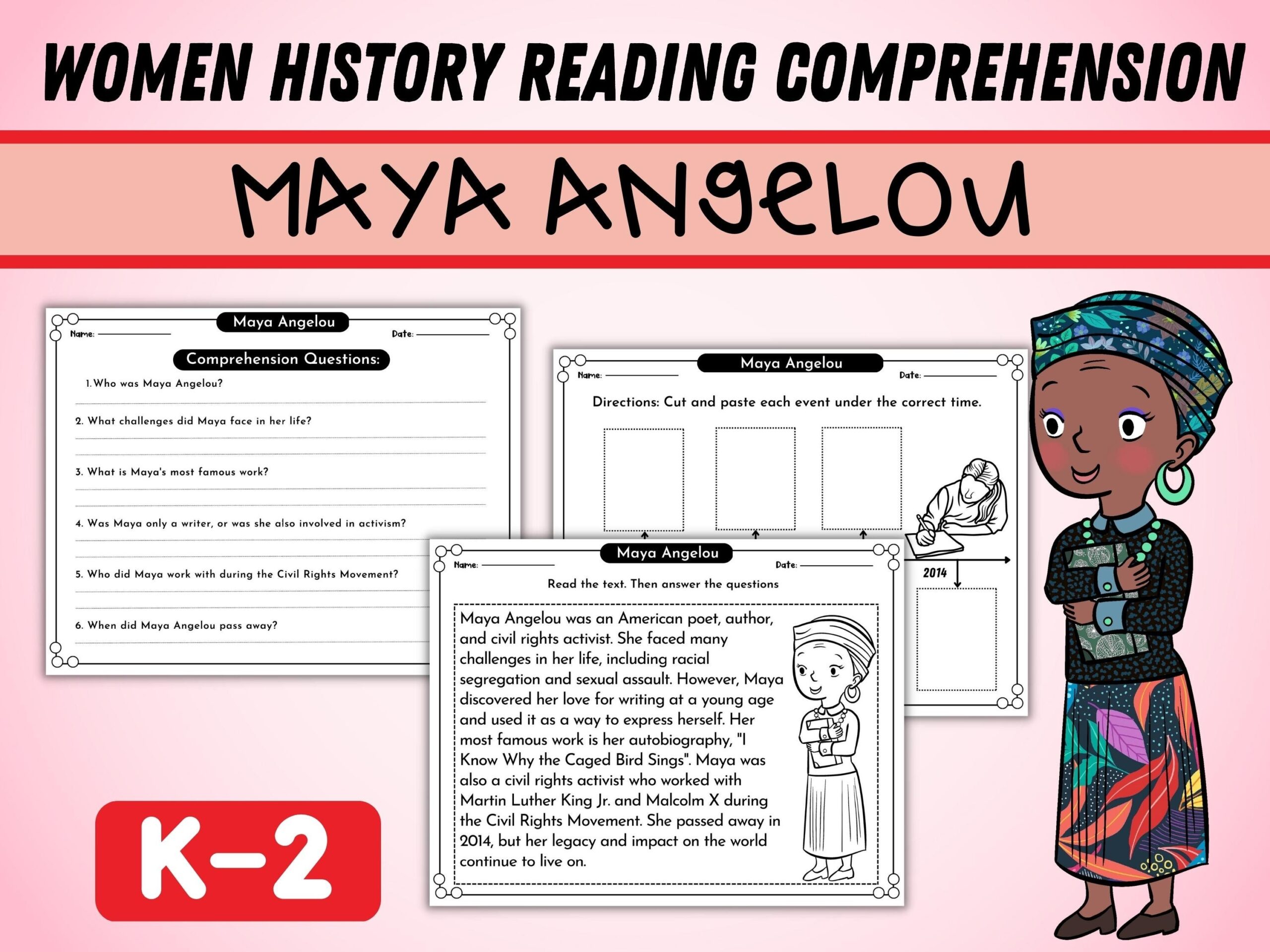 Maya Angelou Reading Comprehension Passage Women History Month 