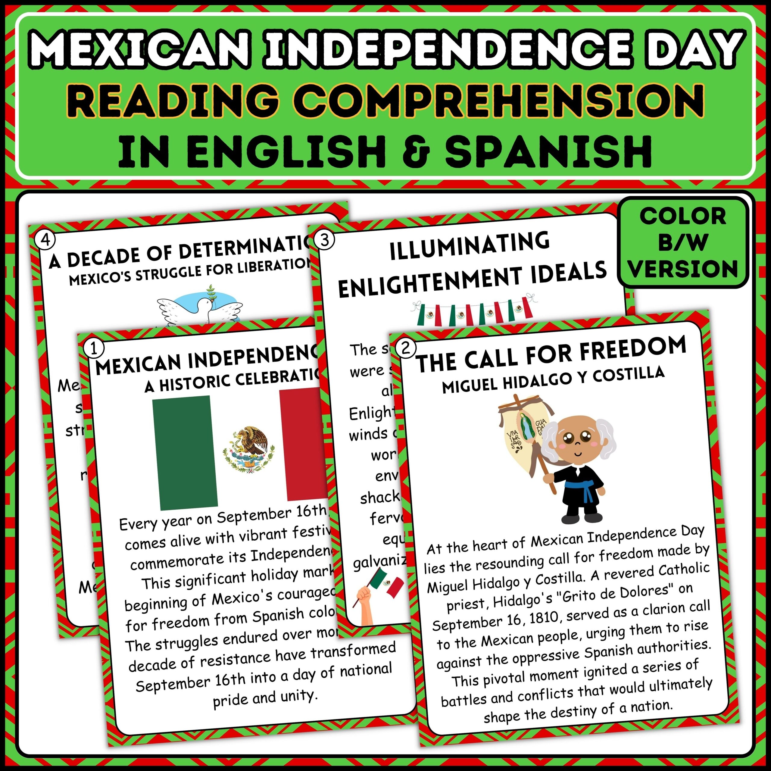 Mexican Independence Day Nonfiction Reading Comprehension Passages 