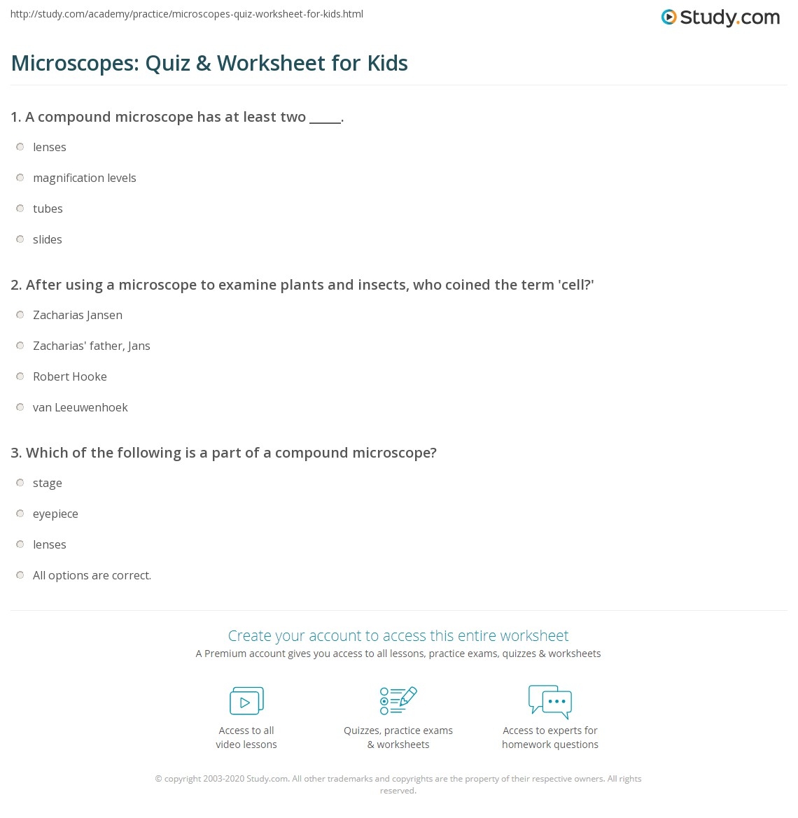 Microscopes Quiz U0026 Worksheet For Kids Study