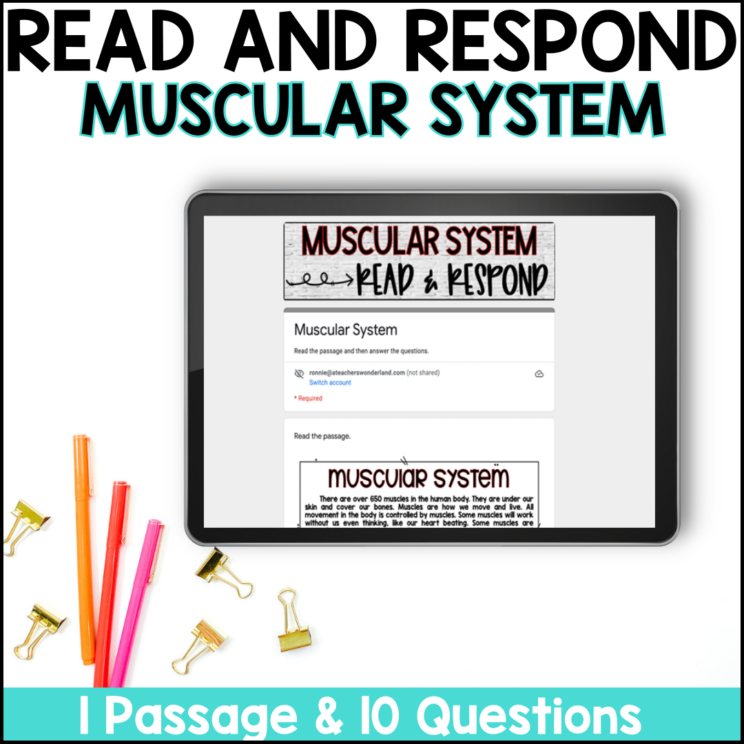 Muscular System Reading Comprehension U0026 Quiz Google Forms Science Centers A Teacher s Wonderland